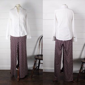 Classic White Shirt with Elastic Waist Pants